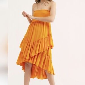 Free People High Low Convertible Skirt/Dress In Tangerine 🧡☀️